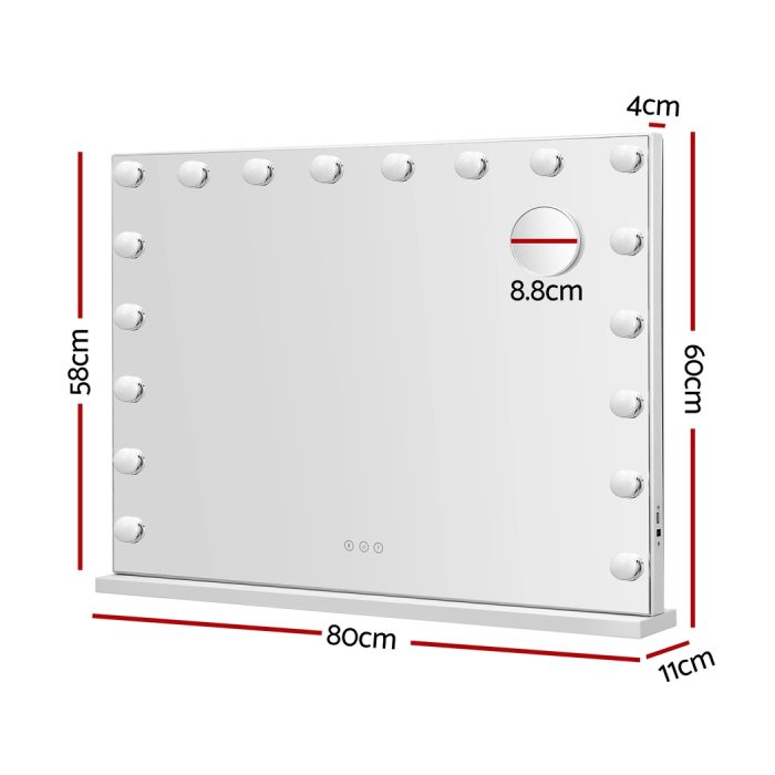 Embellir Makeup Mirror 80x58cm Hollywood Vanity with LED Light Tabletop Wall - Image 2