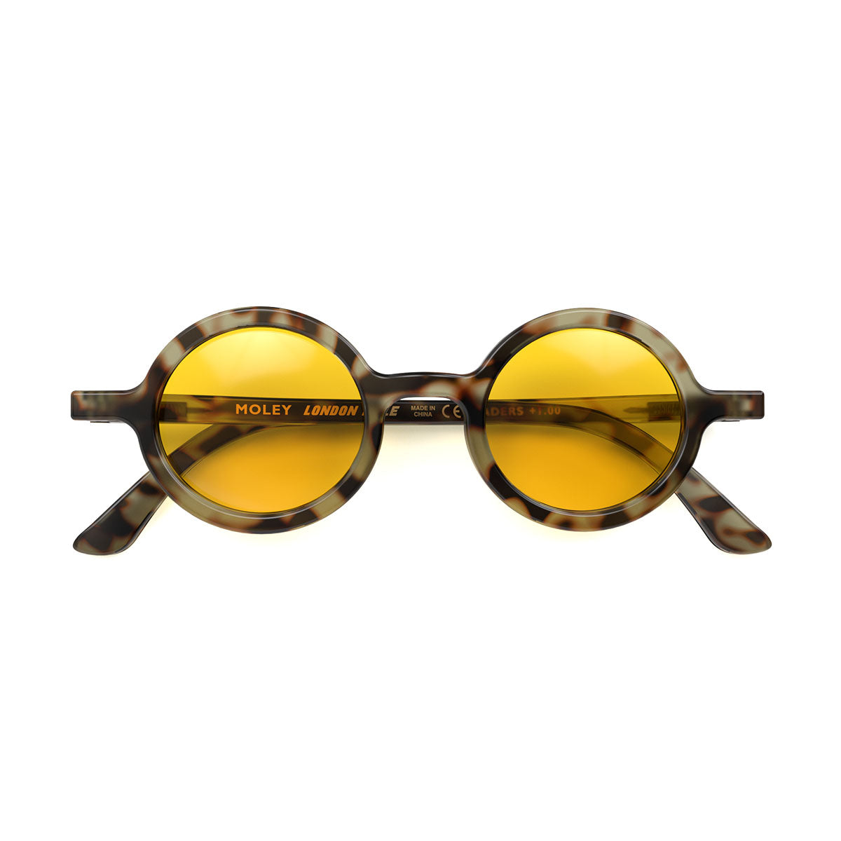 Moley-Tortoise-Yellow-FoldedFront London Mole Moley Sunglasses Gloss Grey Tortoise Shell / Yellow - Image 1