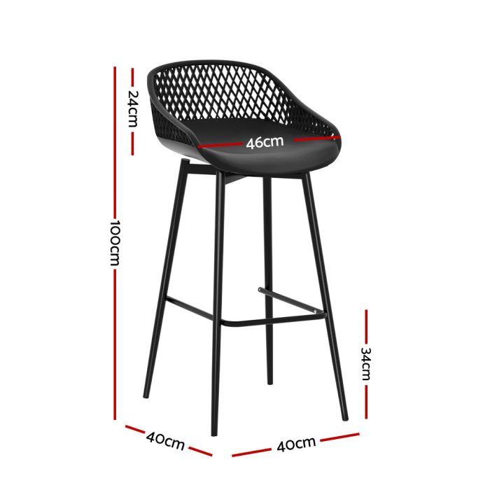 Gardeon 2PC Outdoor Bar Stools Plastic Metal Dining Chair Patio Furniture Garden - Image 2