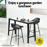 Gardeon 2PC Outdoor Bar Stools Plastic Metal Dining Chair Patio Furniture Garden - Image 4
