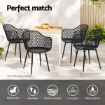 Gardeon 4PC Outdoor Dining Chairs PP Lounge Chair Patio Furniture Garden Black - Image 4