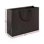 50pcs Bulk Paper Bags Pack Shopping Retail Gift Bag Reusable Fabric Handle Black - Image 2