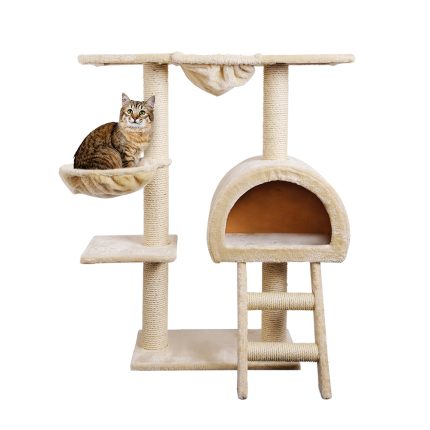 i.Pet Cat Tree Tower 100cm Plush Scratching Post Paradise Beige