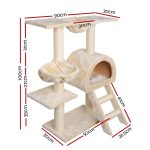i.Pet Cat Tree Tower 100cm Plush Scratching Post Paradise Beige - Image 2