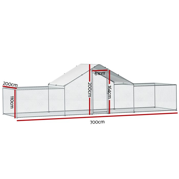 i.Pet Chicken Coop Cage Run Rabbit Hutch Large Walk In Hen House Cover 7mx2mx2m - Image 2