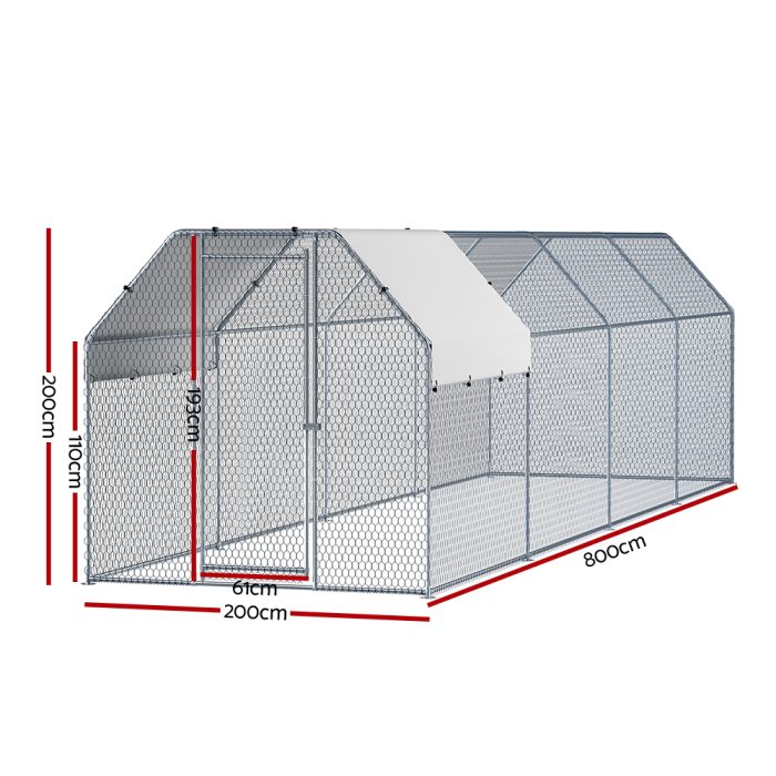 i.Pet Chicken Coop Cage Run Rabbit Hutch Large Walk In Hen House Cover 2mx8mx2m - Image 2
