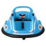 Kids Ride On Car Bumper Electric Toys Cars Light Remote Angry Birds Sticker Blue - Image 3