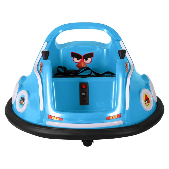 Kids Ride On Car Bumper Electric Toys Cars Light Remote Angry Birds Sticker Blue - Image 3