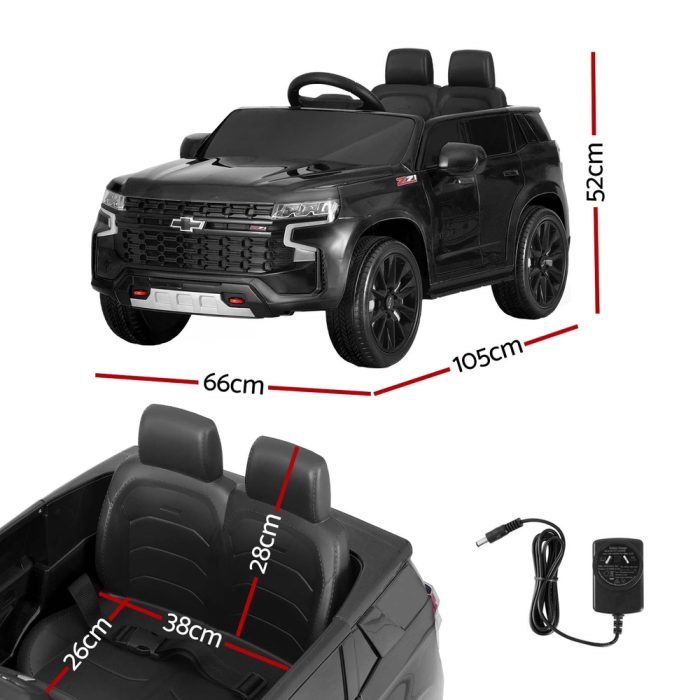 Kids Ride On Car Licensed Chevrolet Tahoe Electric Toys Horn Remote 12V Black - Image 2