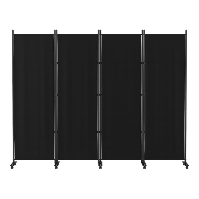 Artiss 4 Panel Room Divider Screen 217cm Wheel Fabric Black - Image 3