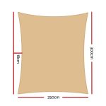 Instahut Shade Sail 2.5x3m Rectangle 280GSM 98% Sand Shade Cloth - Image 2