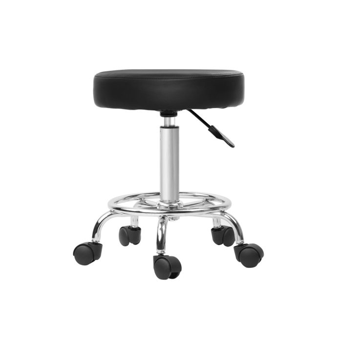 Artiss Salon Stool Round Swivel Chair Black - Image 4