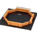 Keezi Kids Sandpit Wooden Round Sand Pit with Cover Bench Seat Beach Toys 182cm - Image 2