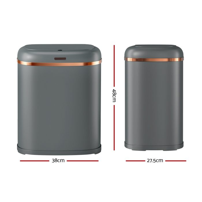 Devanti 38L Motion Sensor Bin Rubbish Automatic Grey - Image 2