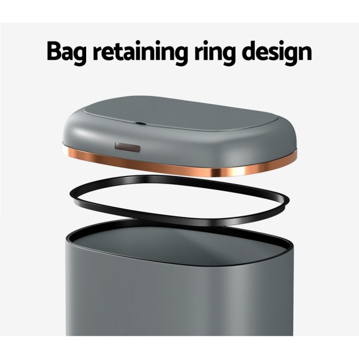 Devanti 38L Motion Sensor Bin Rubbish Automatic Grey - Image 4
