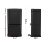 Devanti 70L Motion Sensor Bin Pedal Bins Automatic Black - Image 2