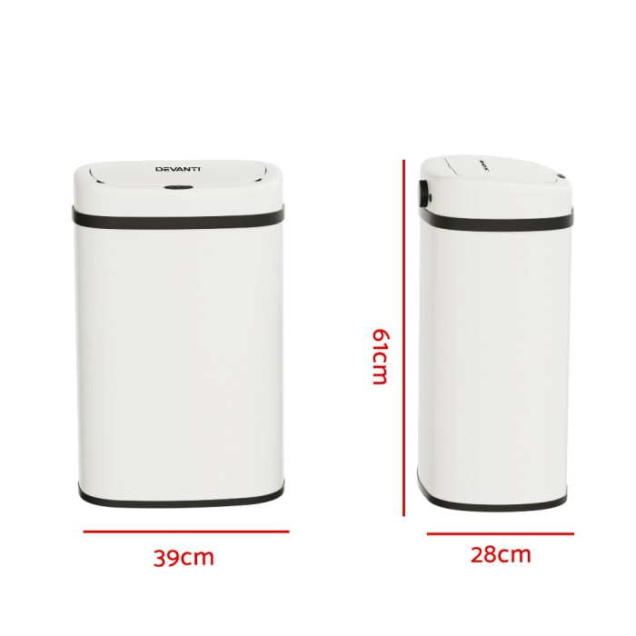Devanti 50L Sensor Bin Motion Rubbish Automatic White - Image 2