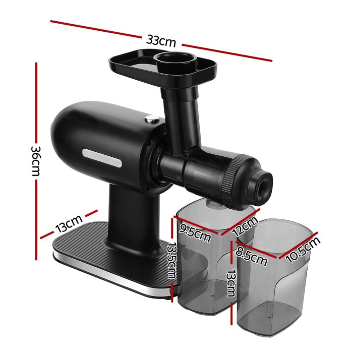 Devanti Cold Press Slow Juicer Fruit Juice Extractor 160W Black - Image 2