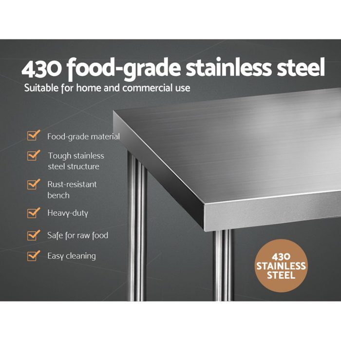 Cefito 760x760mm Stainless Steel Kitchen Bench 430 - Image 3