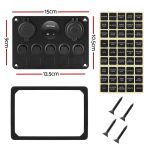 Giantz 5 Gang 12V Switch Panel For Car Boat Marine USB ON-OFF LED Rocker Toggle - Image 2