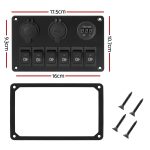 Giantz 6 Gang 12V Switch Panel For Car Boat Marine USB ON-OFF LED Rocker Toggle - Image 2