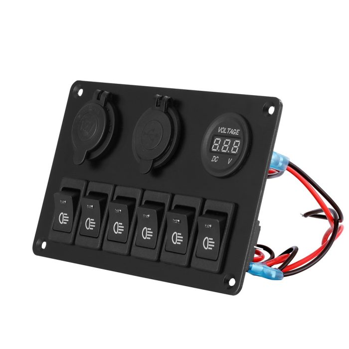 Giantz 6 Gang 12V Switch Panel For Car Boat Marine USB ON-OFF LED Rocker Toggle - Image 3