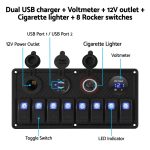 Giantz 8 Gang 12V Switch Panel For Car Boat Marine USB ON-OFF LED Rocker Toggle - Image 4