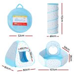 Keezi Kids Play Tent Pop Up Playhouse Ball Pit Tunnel Basketball Hoop Blue - Image 2