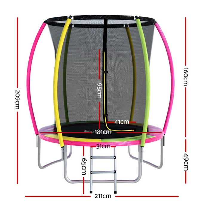 Everfit 6ft Kids Trampoline with Safety Net & Ladder for Fun