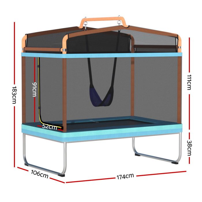 Everfit 6ft Kids Trampoline with Safety Net and Swing (Orange)