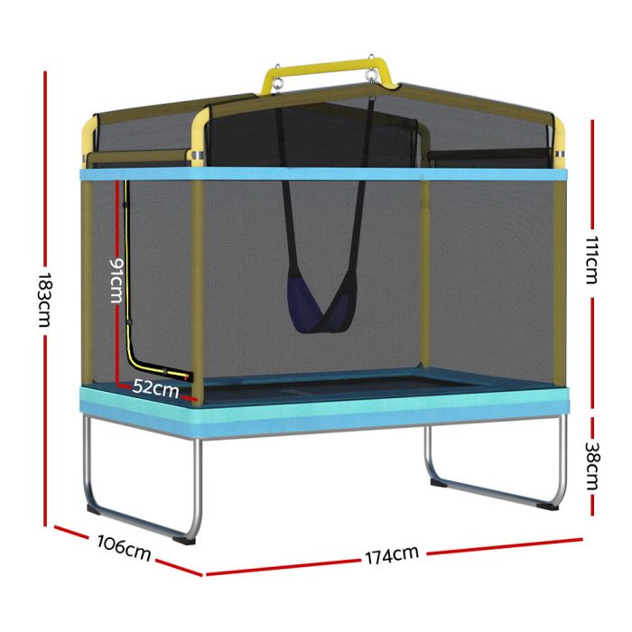 Everfit 6ft Kids Trampoline with Enclosure & Swing - Yellow