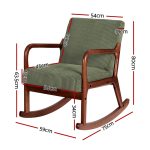 Artiss Rocking Armchair Nursery Chair Corduroy Green - Image 2