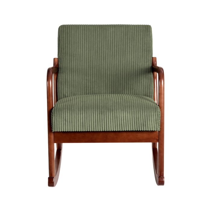 Artiss Rocking Armchair Nursery Chair Corduroy Green - Image 3
