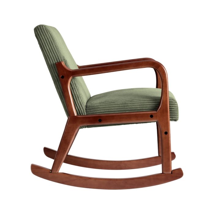 Artiss Rocking Armchair Nursery Chair Corduroy Green - Image 4