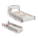 Artiss Bed Frame Single Size Mattress Base wtih Charging Ports 2 Storage Drawers - Image 2