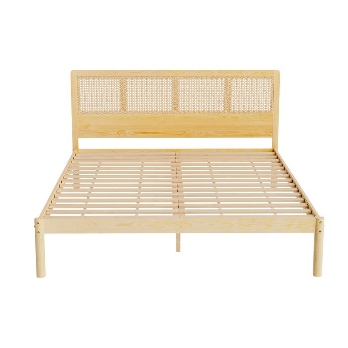 Artiss Bed Frame Queen Size Rattan Wooden RITA - Image 3