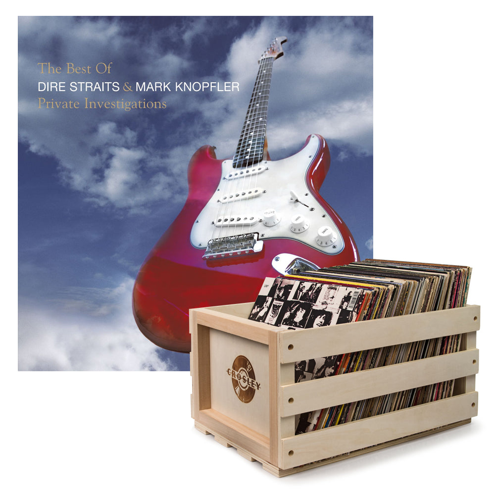 dire-straits-best-of-crate Crosley Record Storage Crate & Dire Straits, Mark K The Best Of Dire Straits - Double Vinyl Album Bundle - Image 1