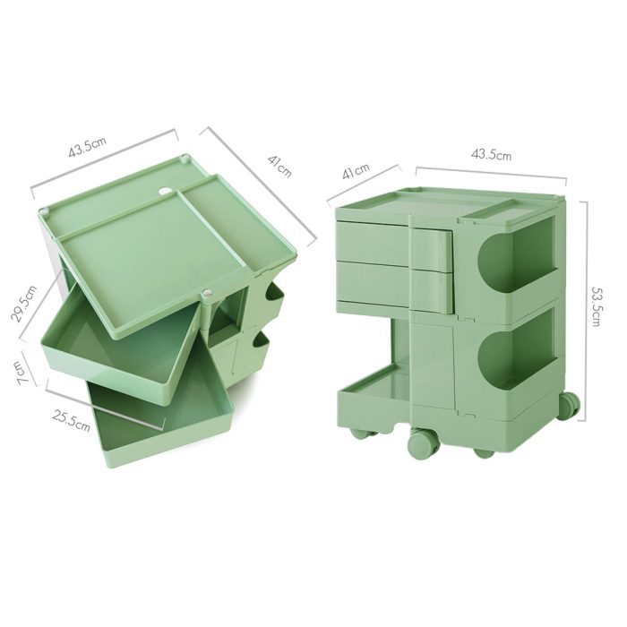ArtissIn Storage Trolley Bedide Table 3 Tier Cart Boby Replica Green - Image 2