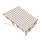Instahut Window Door Awning 1mx1m Beige White Polyester Fabric Aluminum Frame - Image 2