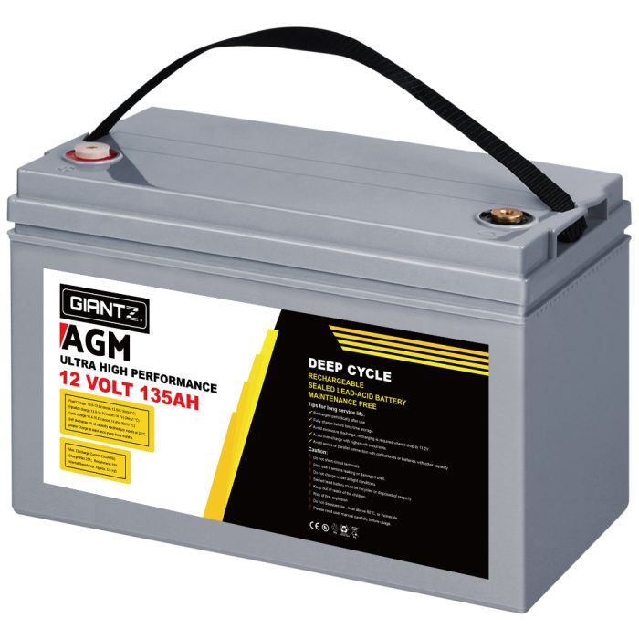 Giantz AGM Deep Cycle Battery 12V 135Ah Box Portable Solar Caravan Camping - Image 3