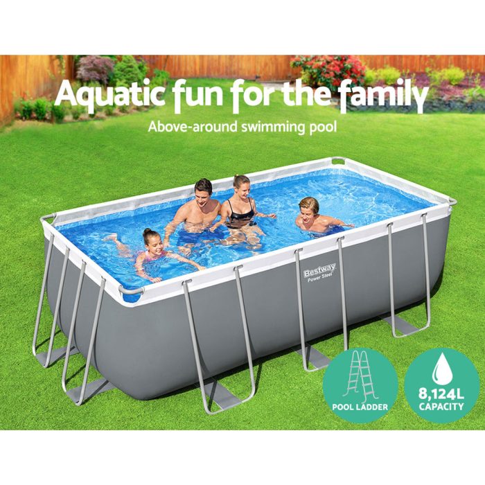 Bestway Swimming Pool 412x201x122cm Steel Frame Above Ground Pools Filter Pump Ladder 8124L - Image 3