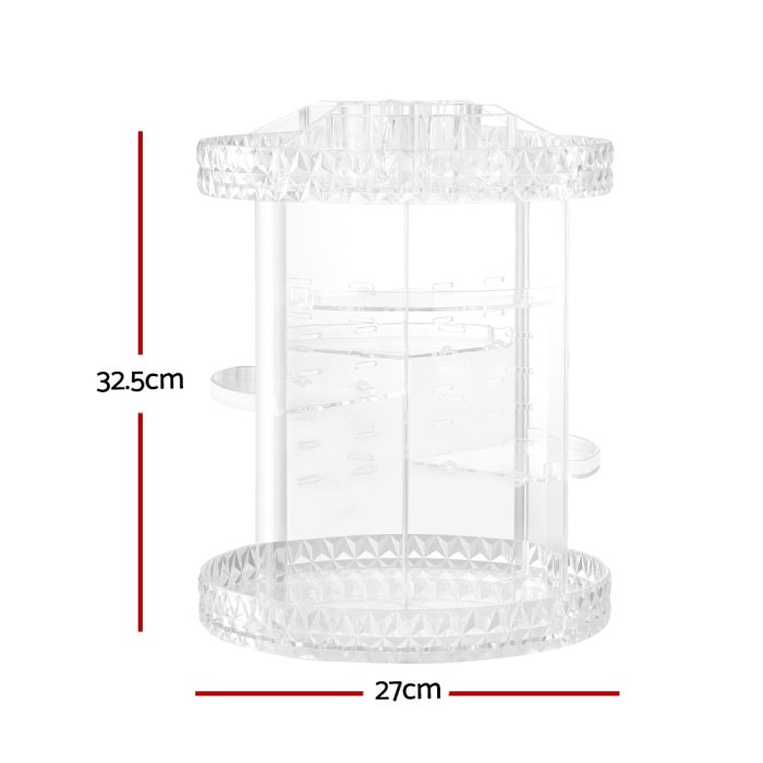Embellir Makeup Case Acrylic Rotating Cosmetic Organizer Storage Display Holder - Image 2