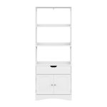 Artiss Bathroom Floor Storage Cabinet with 2 Drawers 3 Open Shelves 2 Doors White - Image 3