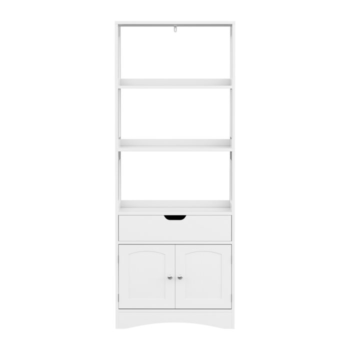 Artiss Bathroom Floor Storage Cabinet with 2 Drawers 3 Open Shelves 2 Doors White - Image 3