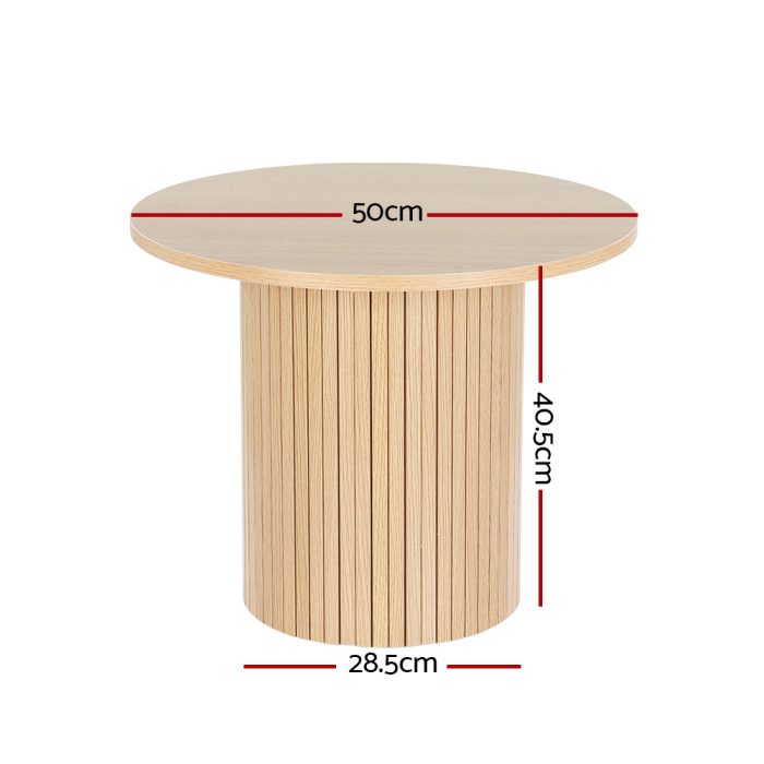 Artiss Coffee Table Round Fluted Base PIIA - Image 2