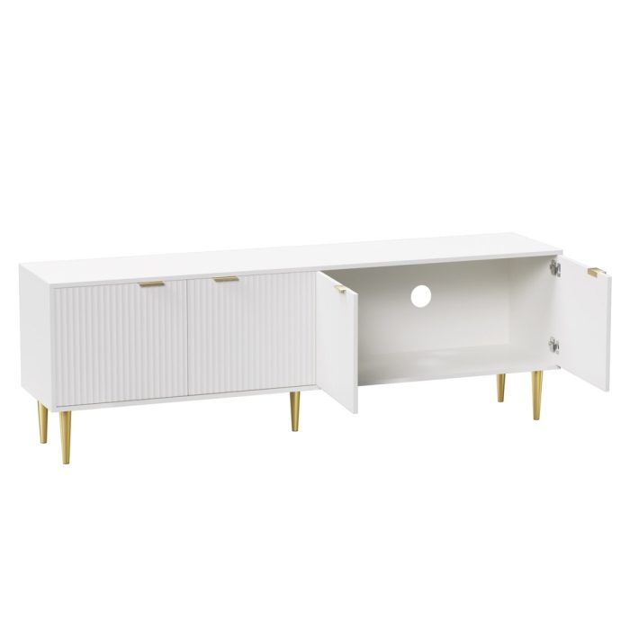 Artiss TV Cabinet Entertainment Unit Stand Storage 180CM White - Image 3