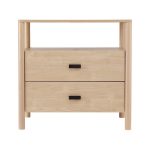 Artiss Bedside Table Nightstand 2 Drawers - Pine - Image 3