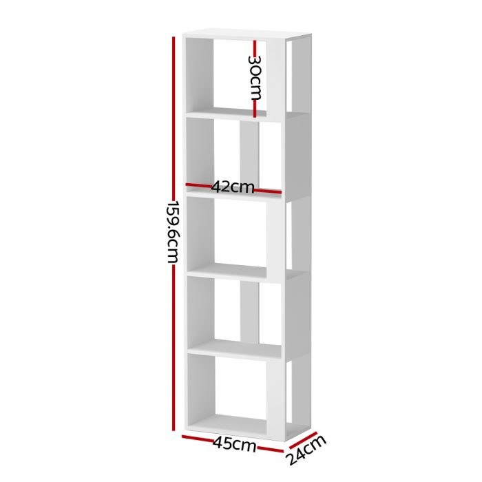 Artiss Bookshelf 5 Tiers - LINA White - Image 2