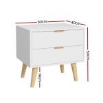 Artiss Bedside Table 2 Drawers - White - Image 2