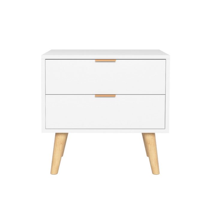 Artiss Bedside Table 2 Drawers - White - Image 3